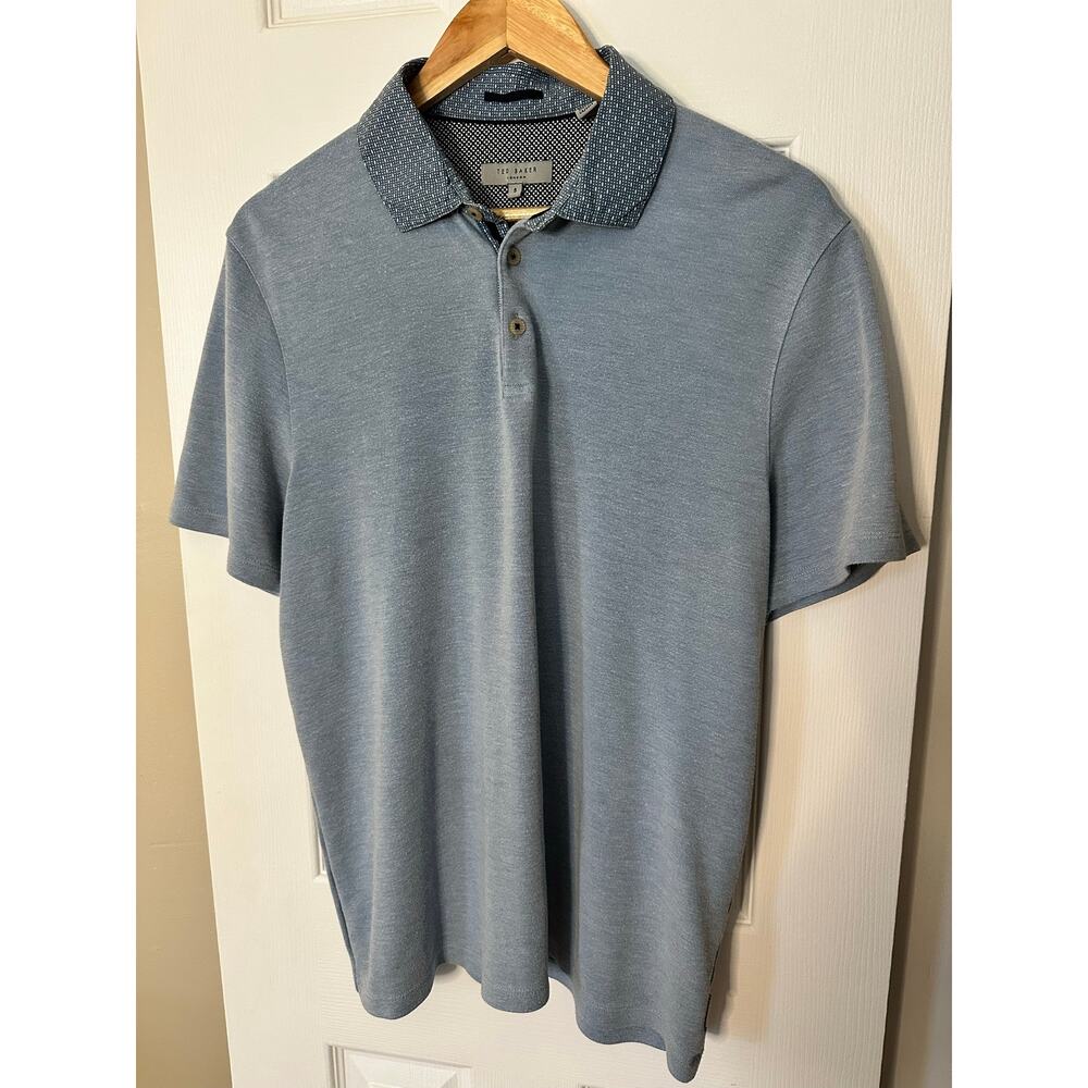 Ted‎ Baker Blue Polo Shirt Men's Large 5 Casual Preppy Classic Timeless Golf L